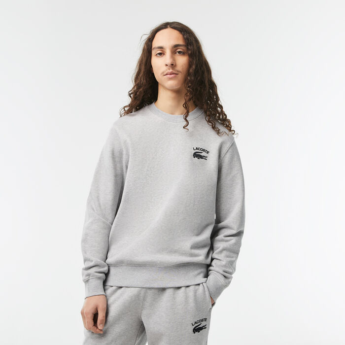 Lacoste Inscription Crew Neck Sweatshirts Herren Grau | XHID-10598