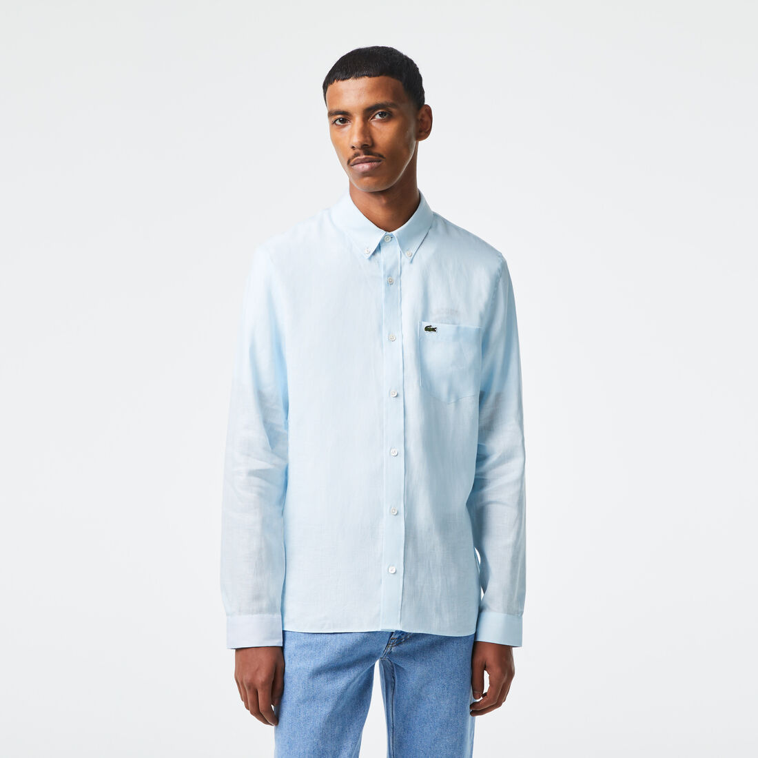 Lacoste Linen Hemd Herren Hellblau | XGYQ-38764