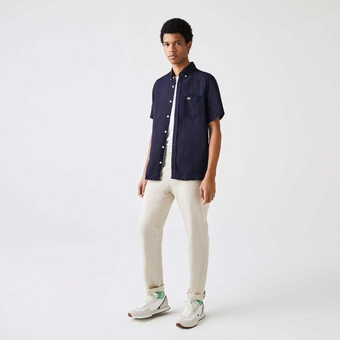 Lacoste Regular Fit Linen Hemd Herren Blau | WBSL-94783