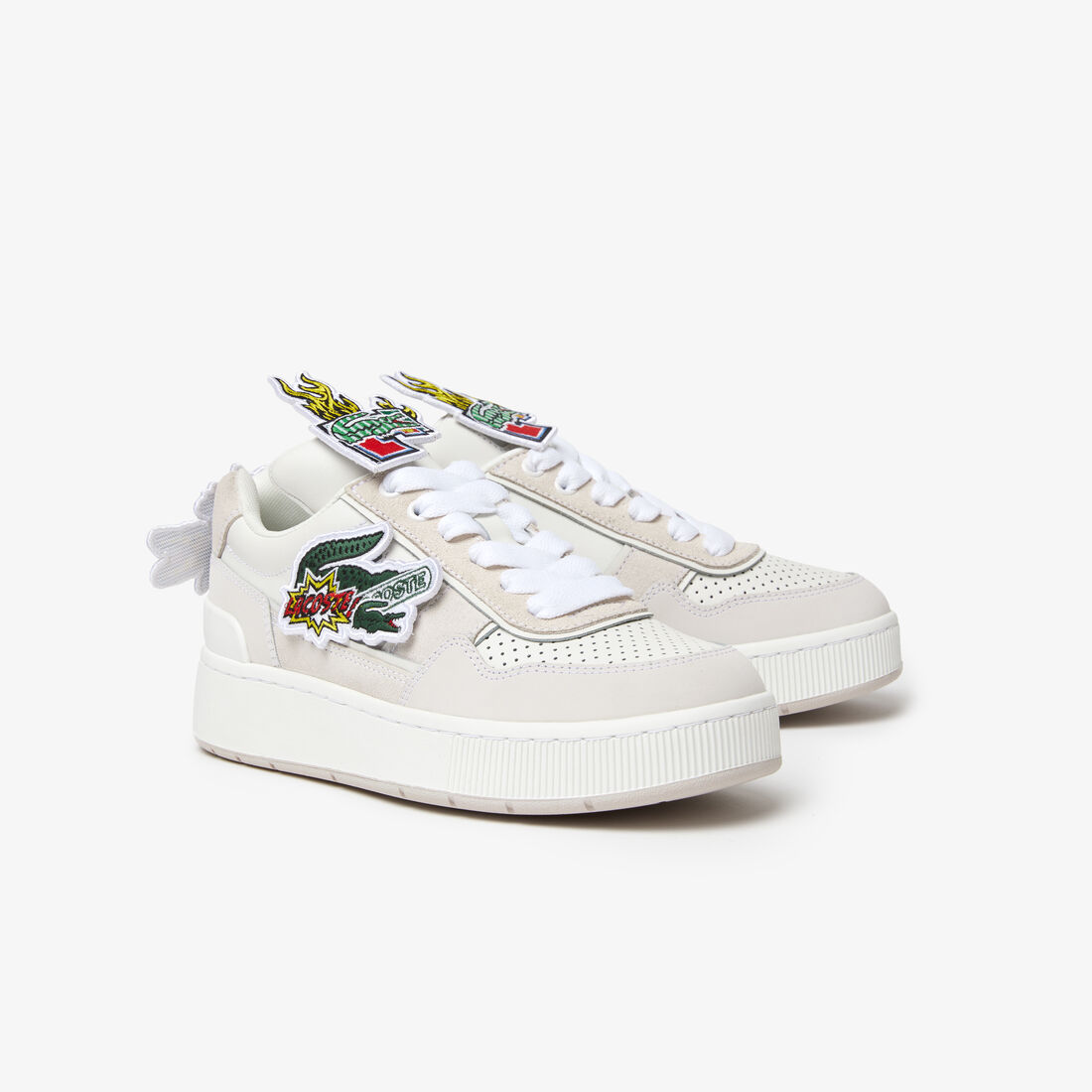 Lacoste Ace Clip Leder Sneakers Damen Weiß | BRLU-51846