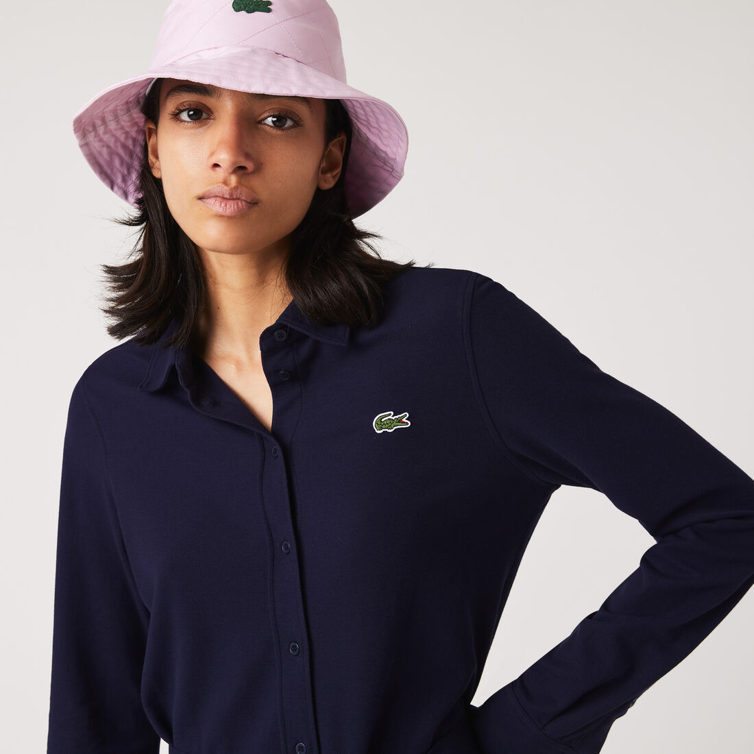 Lacoste Adjustable Baumwoll Piqué Kleider Damen Navy Blau | OGHZ-45603