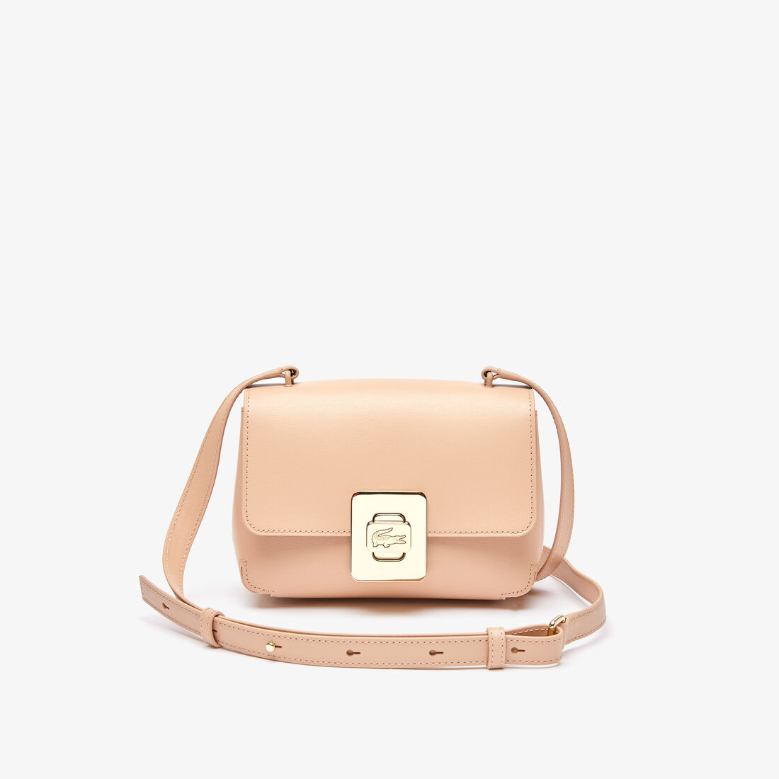 Lacoste Amelia Engraved Metal Clasp Leder Handtasche Damen Beige | YXZO-62035