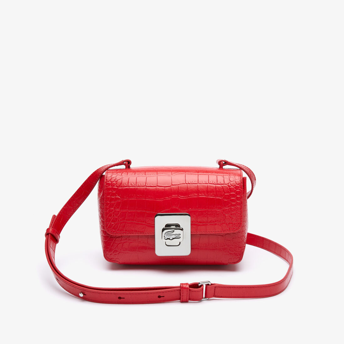 Lacoste Amelia Metal Clasp Embossed Leder Handtasche Damen Grau | LUGB-08345