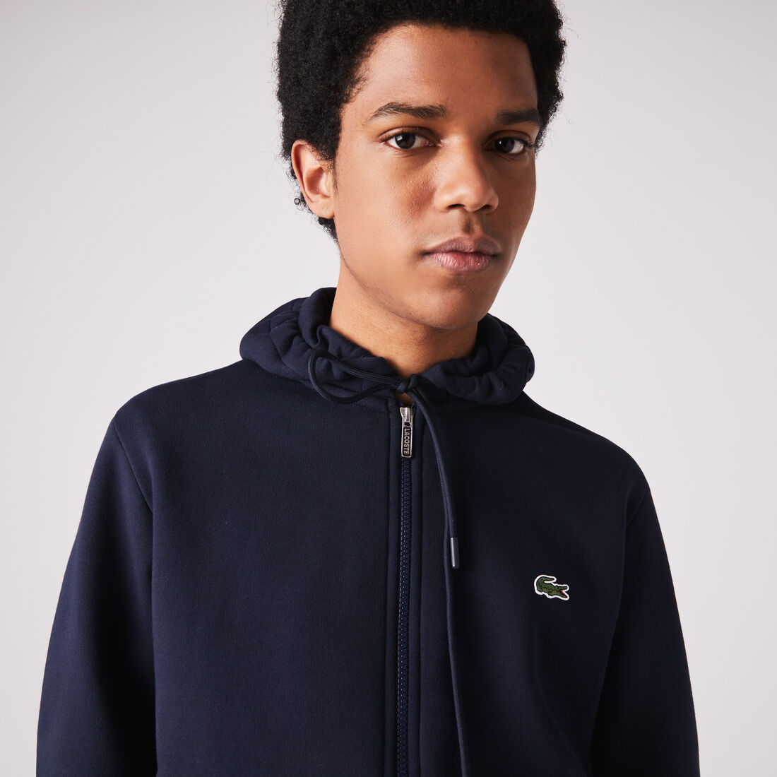 Lacoste Branded Bands Zippered Fleece Hoodie Herren Blau | QPER-51794