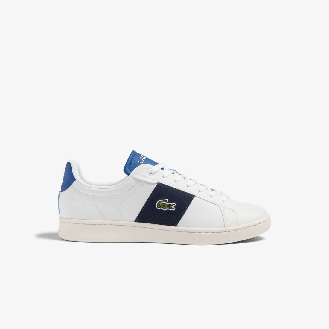 Lacoste Carnaby Pro Leder Cigar Bar Sneakers Herren Weiß Dunkelblau | DWMP-32194