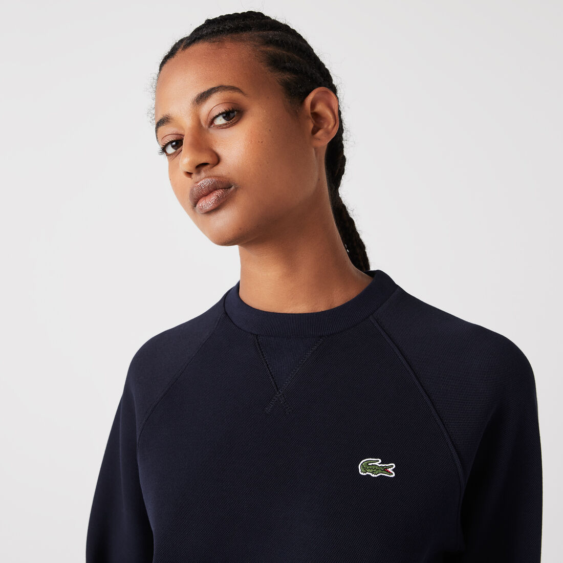 Lacoste Crew Neck Baumwoll Blend Sweatshirts Damen Navy Blau | XMRN-93574