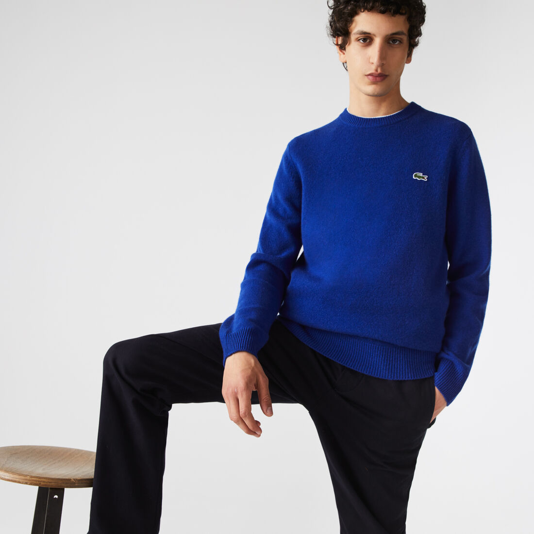 Lacoste Crew Neck Cashmere Pullover Herren Blau | QJGP-87231