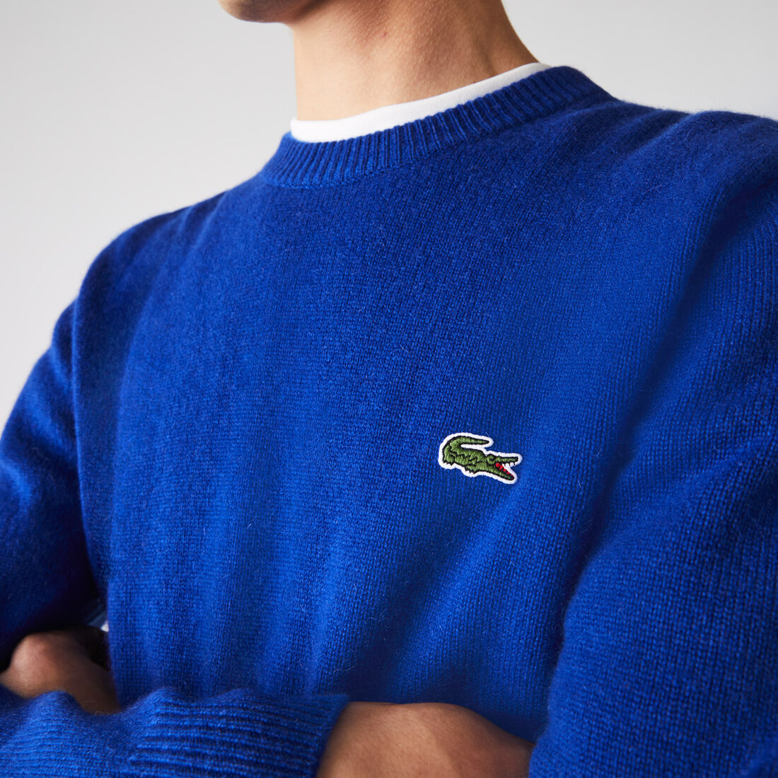 Lacoste Crew Neck Cashmere Pullover Herren Blau | QJGP-87231