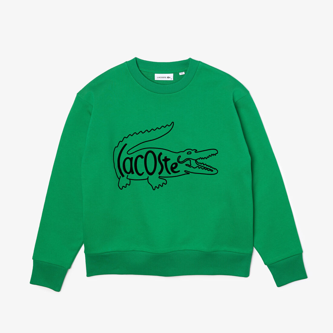 Lacoste Crew Neck Crocodile Print Baumwoll Fleece Sweatshirts Damen Grün | LNSK-85307