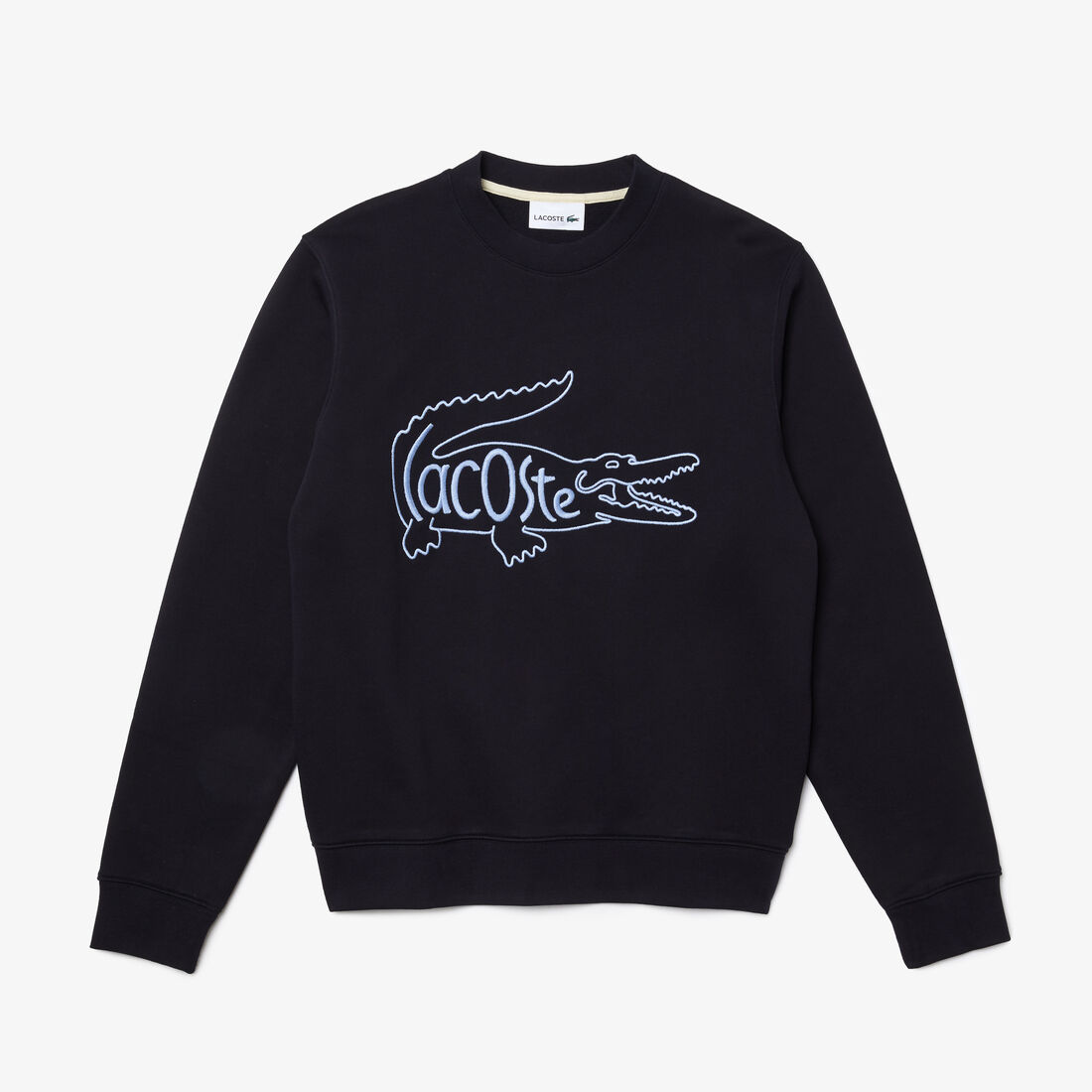 Lacoste Crew Neck Embroidered Crocodile Baumwoll Fleece Sweatshirts Herren Schwarz | HENM-20368