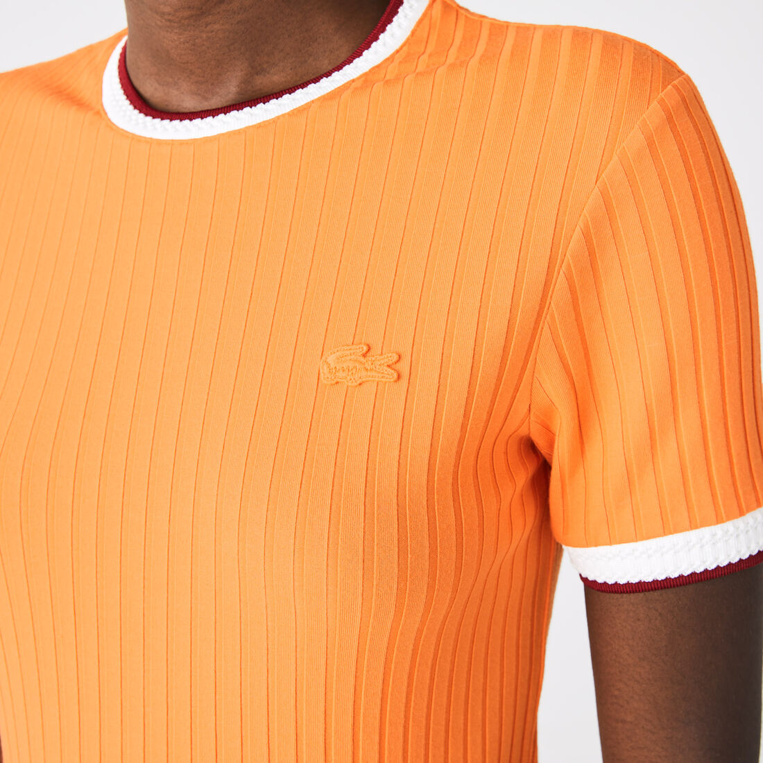 Lacoste Crew Neck Fantasy Knit T-shirts Damen Orange | RBCM-37580