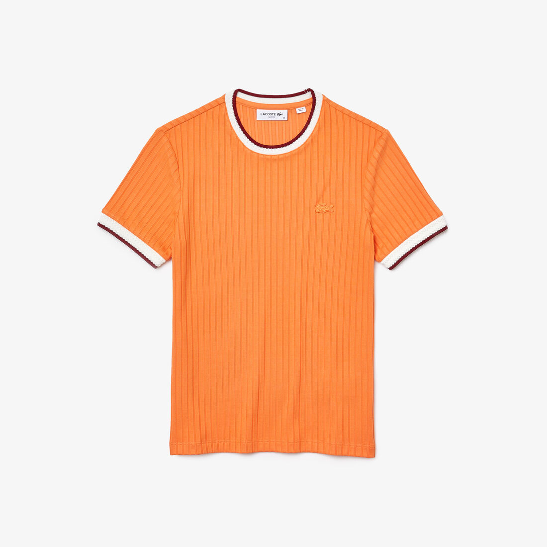 Lacoste Crew Neck Fantasy Knit T-shirts Damen Orange | RBCM-37580