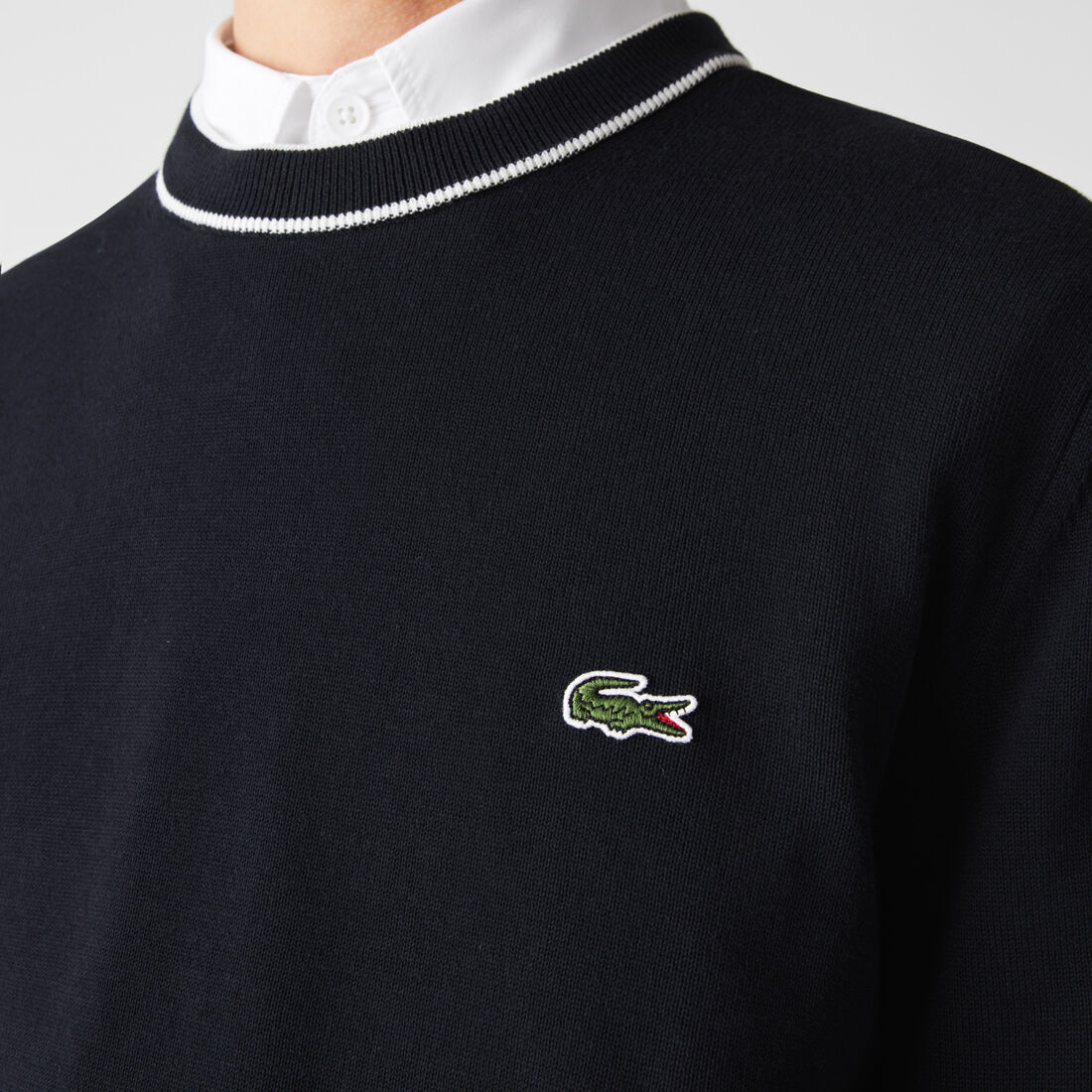 Lacoste Crew Neck Gestreift Organic Baumwoll Pullover Herren Blau | UQEH-17623