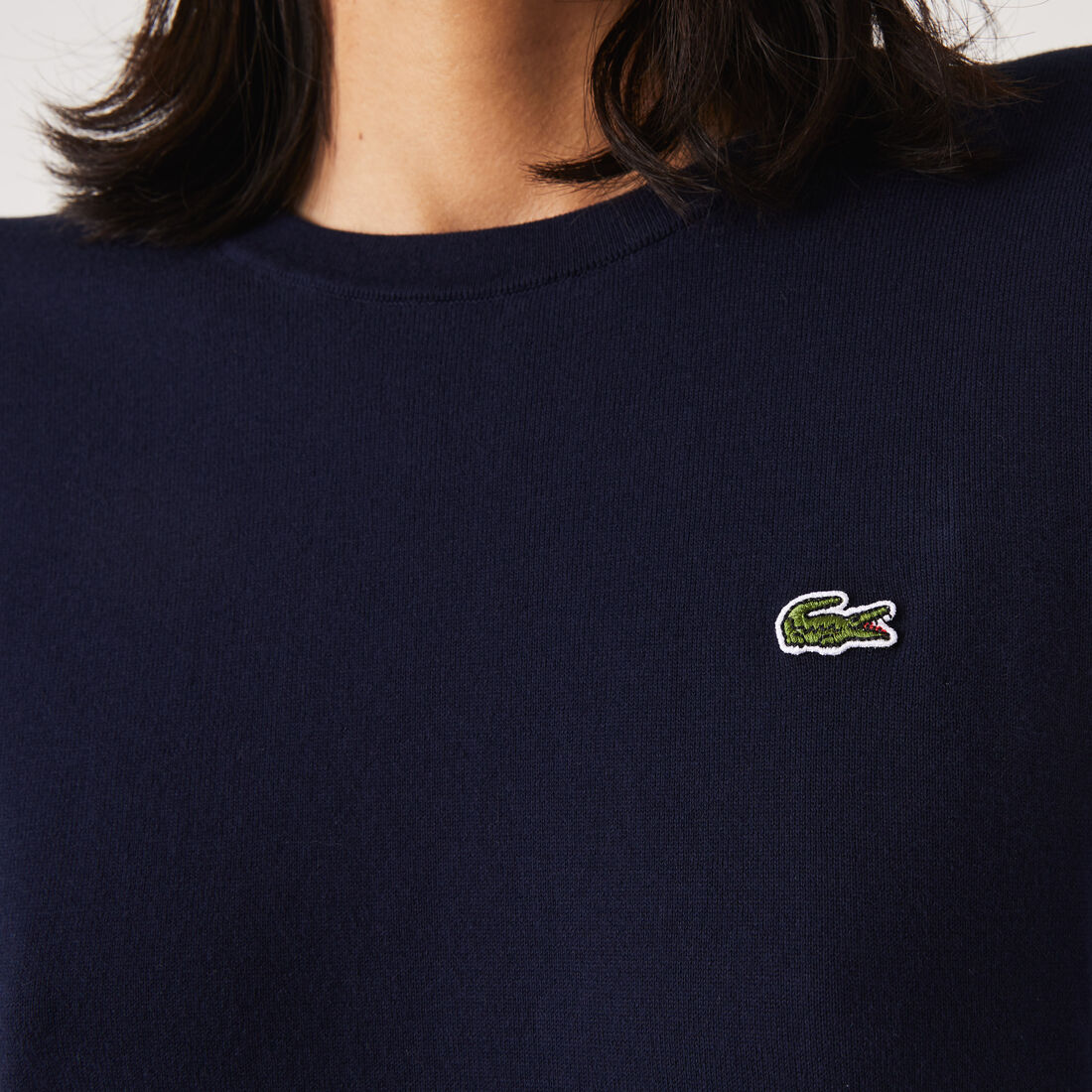 Lacoste Crew Neck Organic Baumwoll Sweatshirts Damen Navy Blau | UHBV-74306