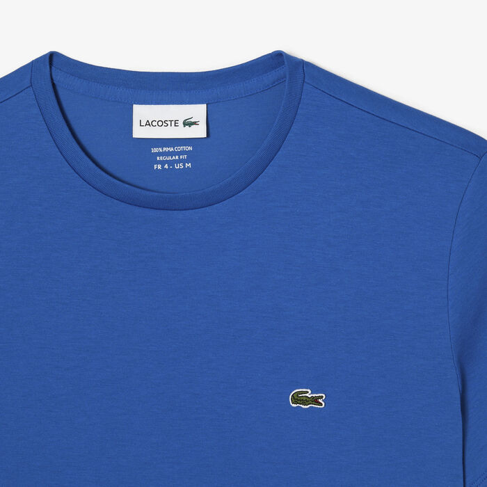 Lacoste Crew Neck Pima Baumwoll Jersey T-shirts Herren Blau | IGVR-93748