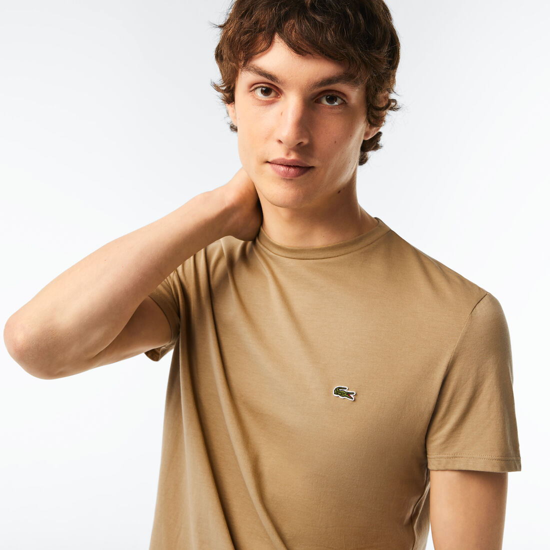 Lacoste Crew Neck Pima Baumwoll Jersey T-shirts Herren Beige | PIXJ-53724