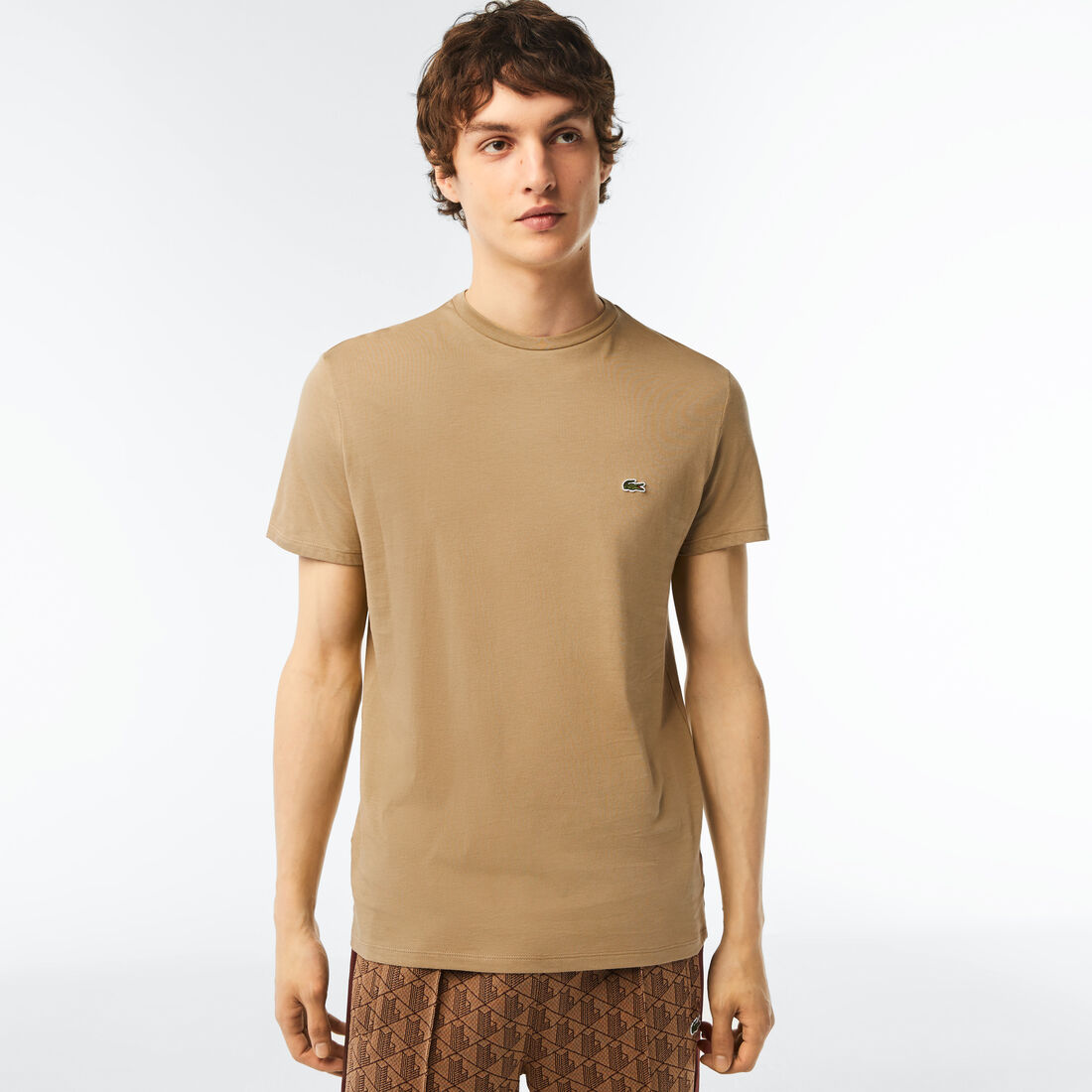 Lacoste Crew Neck Pima Baumwoll Jersey T-shirts Herren Beige | PIXJ-53724