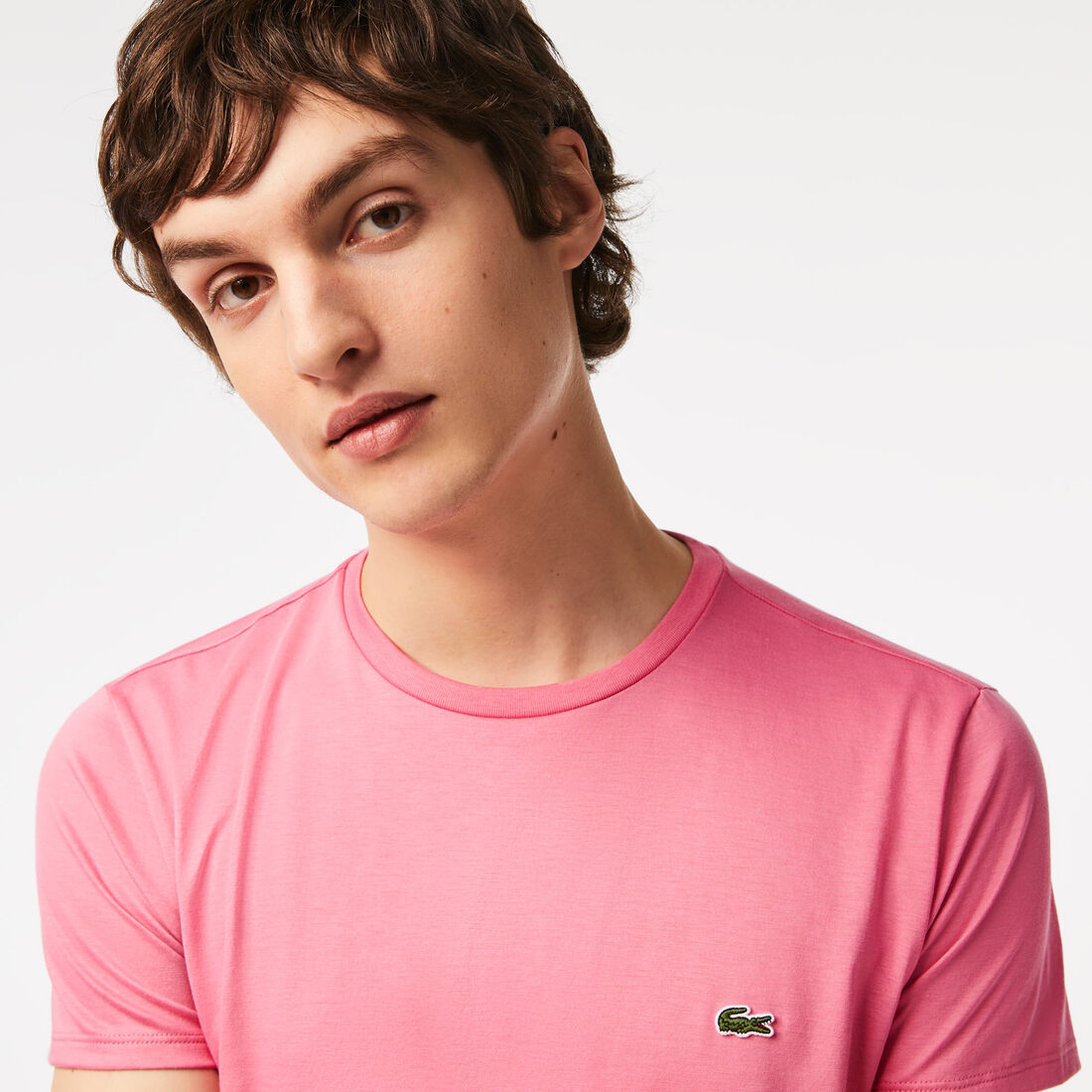 Lacoste Crew Neck Pima Baumwoll Jersey T-shirts Herren Rosa | QWXD-38075