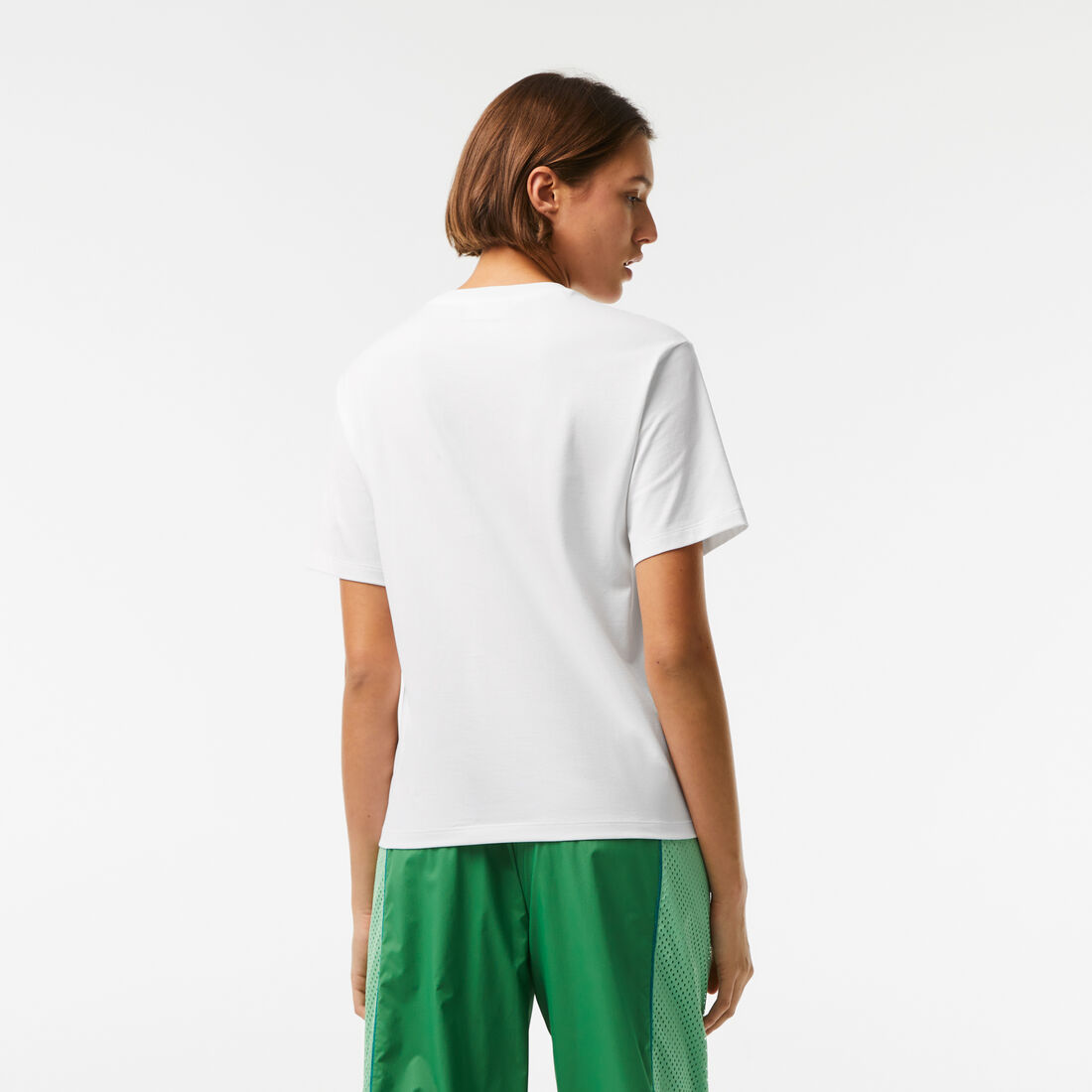 Lacoste Crew Neck Premium Baumwoll T-shirts Damen Weiß | MIRB-90732