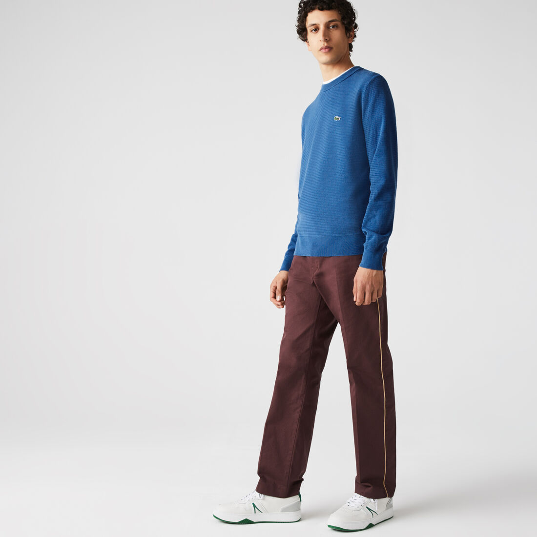 Lacoste Crew Neck Textured Organic Baumwoll Pullover Herren Blau | PTLX-35267