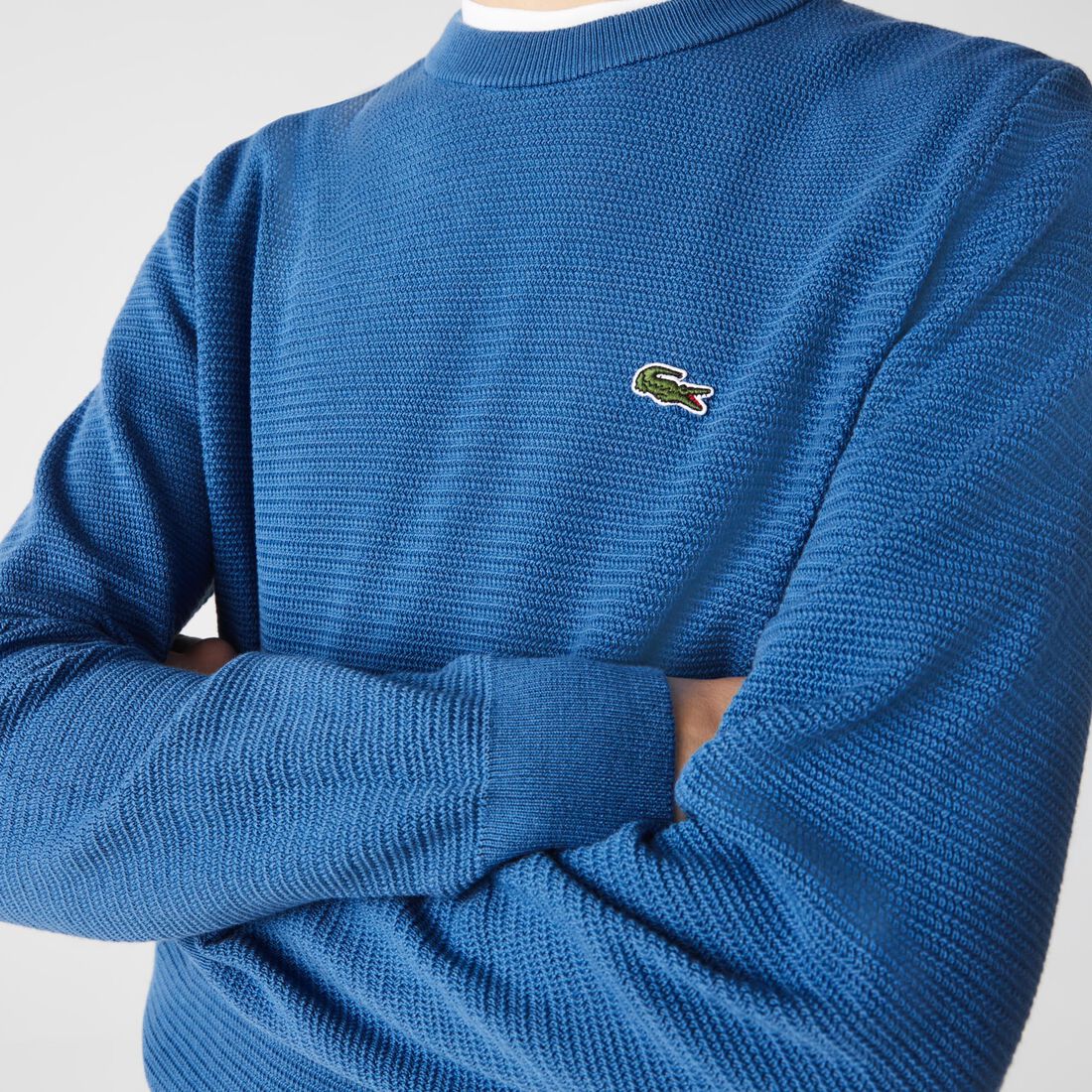 Lacoste Crew Neck Textured Organic Baumwoll Pullover Herren Blau | PTLX-35267