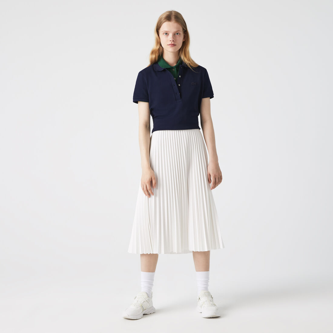 Lacoste Elasticised Taille Flowing Falten Röcke Damen Weiß | TXEH-13542