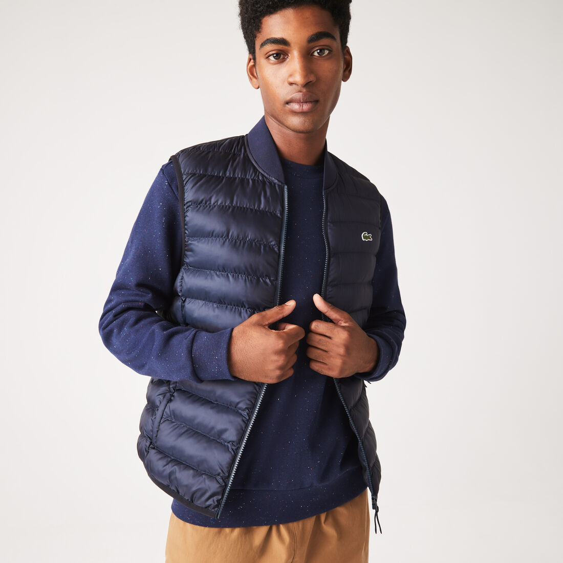 Lacoste Gepolstert Wasser-repellent Vest Jacke Herren Navy Blau | IELU-97203