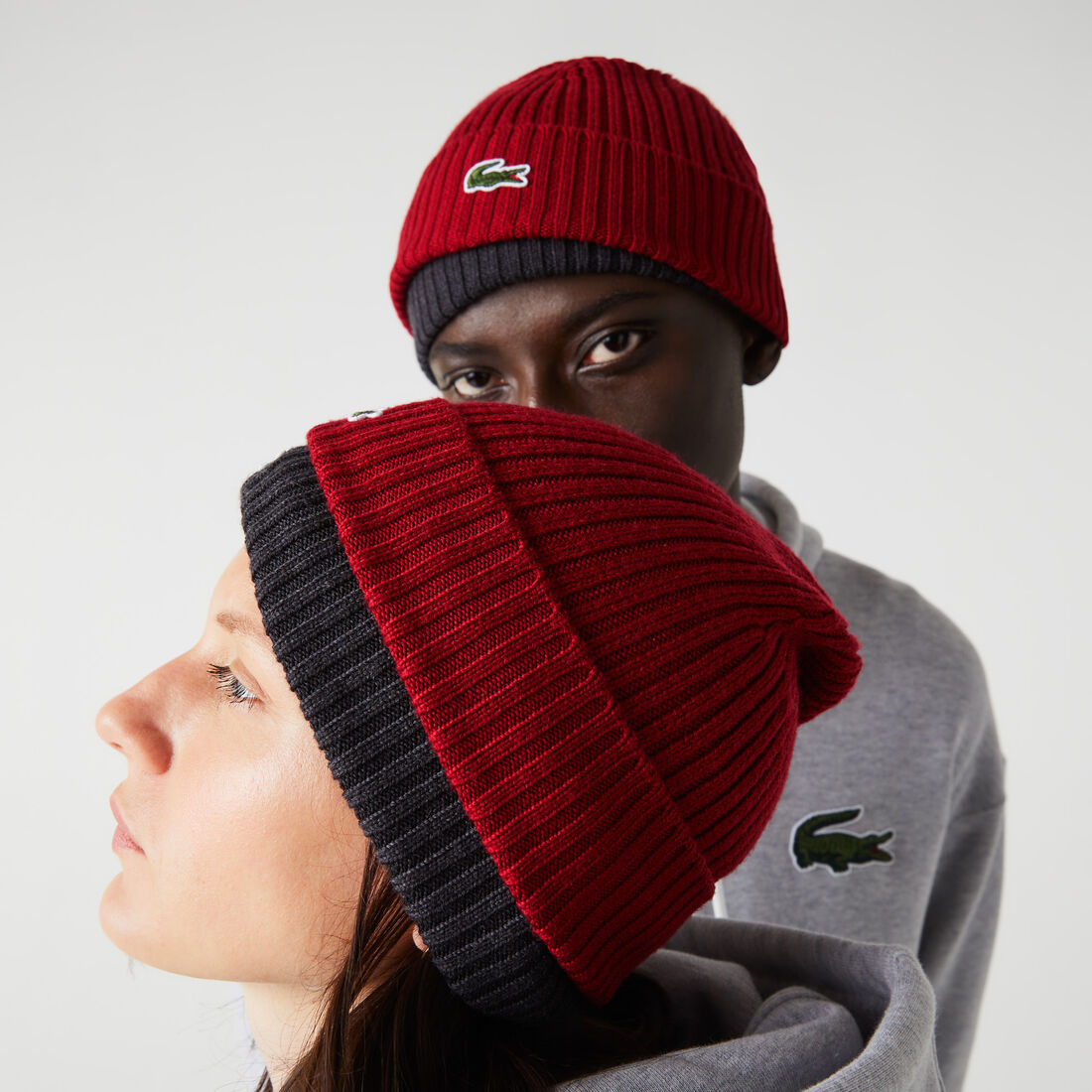 Lacoste Gerippt Wolle Beanie Hüte Herren Bordeaux | MABV-39457