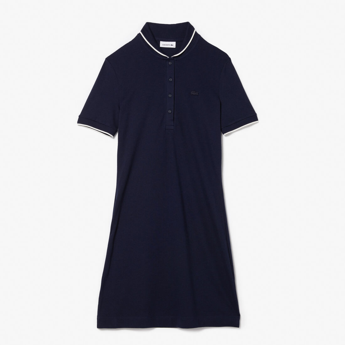 Lacoste Gestreift Neck Flowy Kleider Damen Navy Blau | UESQ-42630