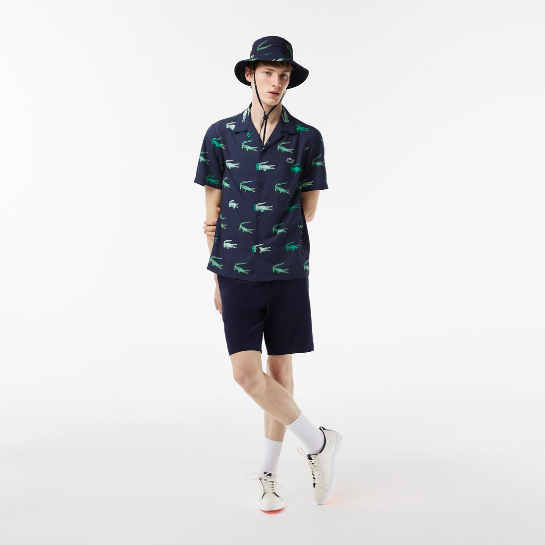 Lacoste Golf Printed Kurzes-sleeved Hemd Herren Navy Blau | NGEC-89536