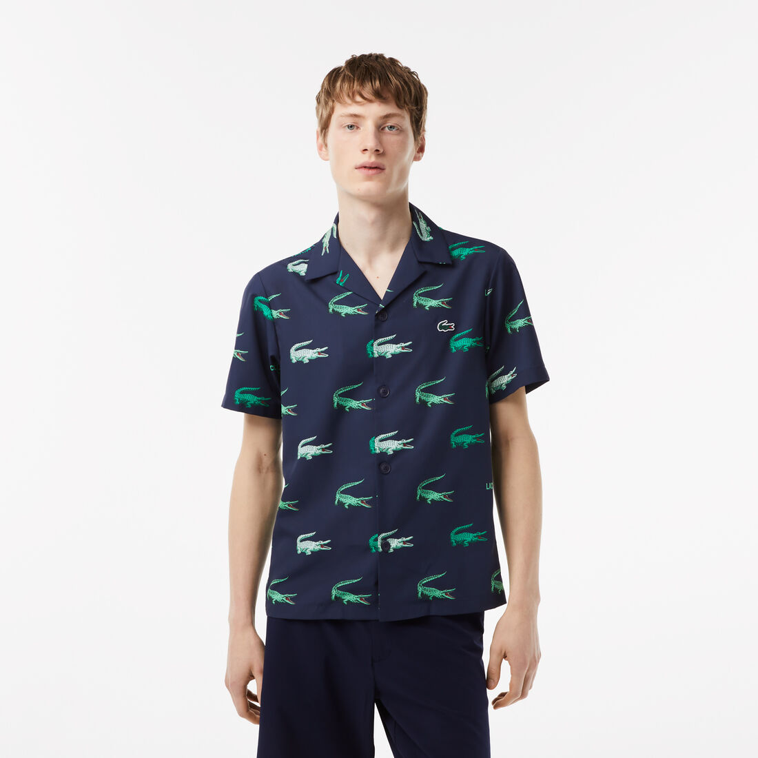 Lacoste Golf Printed Kurzes-sleeved Hemd Herren Navy Blau | NGEC-89536