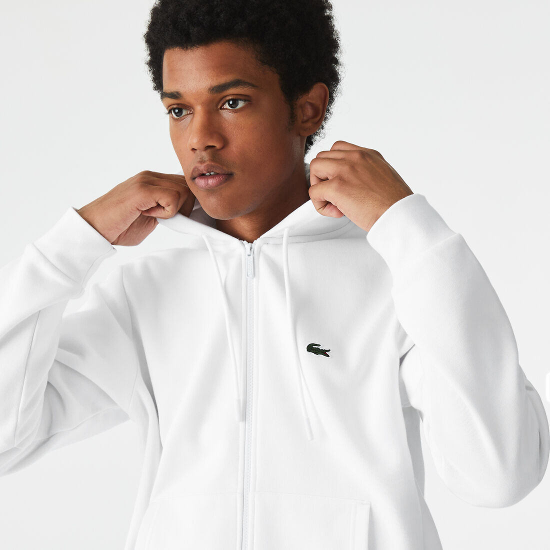 Lacoste Kangaroo Pocket Fleece Sweatshirts Herren Weiß | GVMB-68705