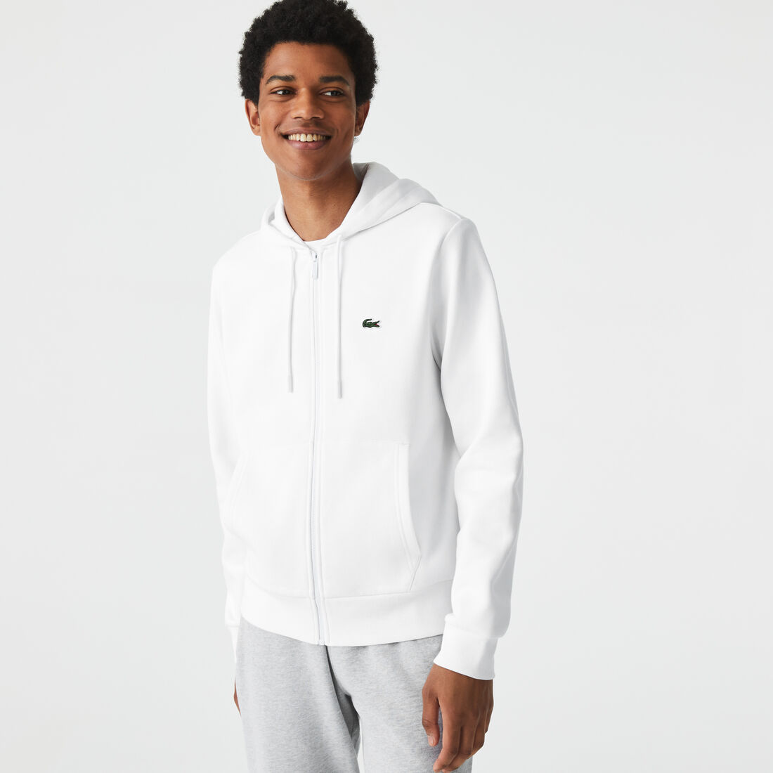 Lacoste Kangaroo Pocket Fleece Sweatshirts Herren Weiß | GVMB-68705