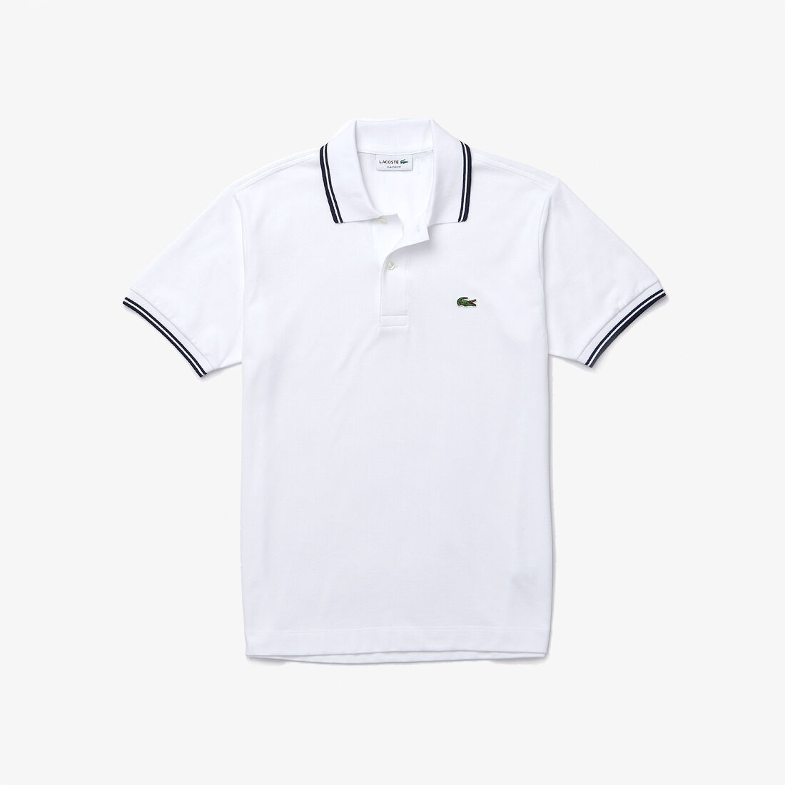 Lacoste Klassische Fit Gestreift Accents Baumwoll Piqué Polo Shirts Herren Weiß | CHUR-70913