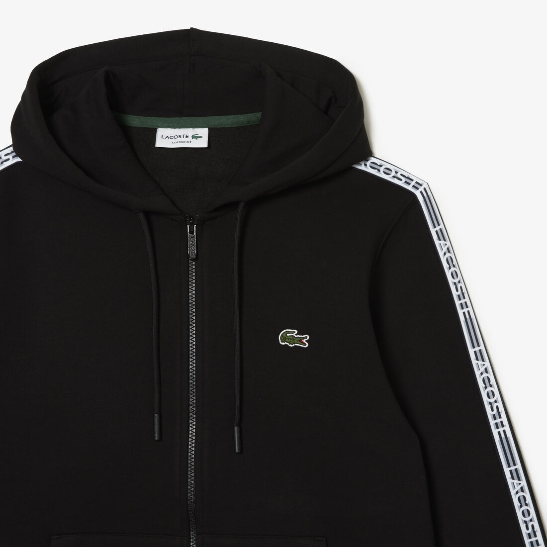 Lacoste Klassische Fit Zipped Hoodie With Brand Stripes Hoodie Herren Schwarz | BWZO-84759