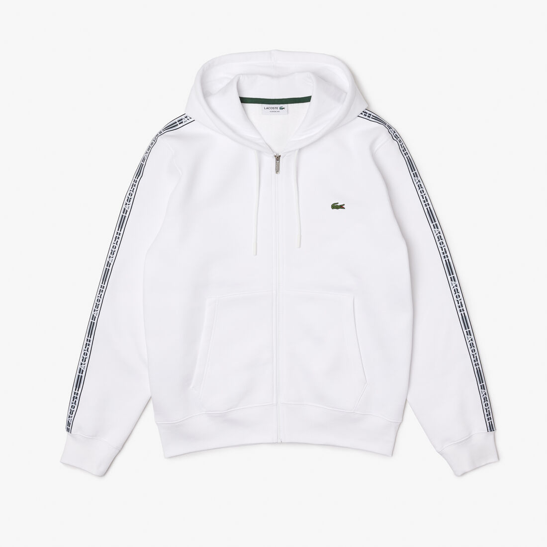 Lacoste Klassische Fit Zipped With Brand Stripes Hoodie Herren Weiß | MVRU-05942