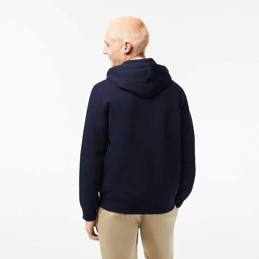 Lacoste Klassische Fit Zipped With Brand Stripes Hoodie Herren Navy Blau | PICD-75036