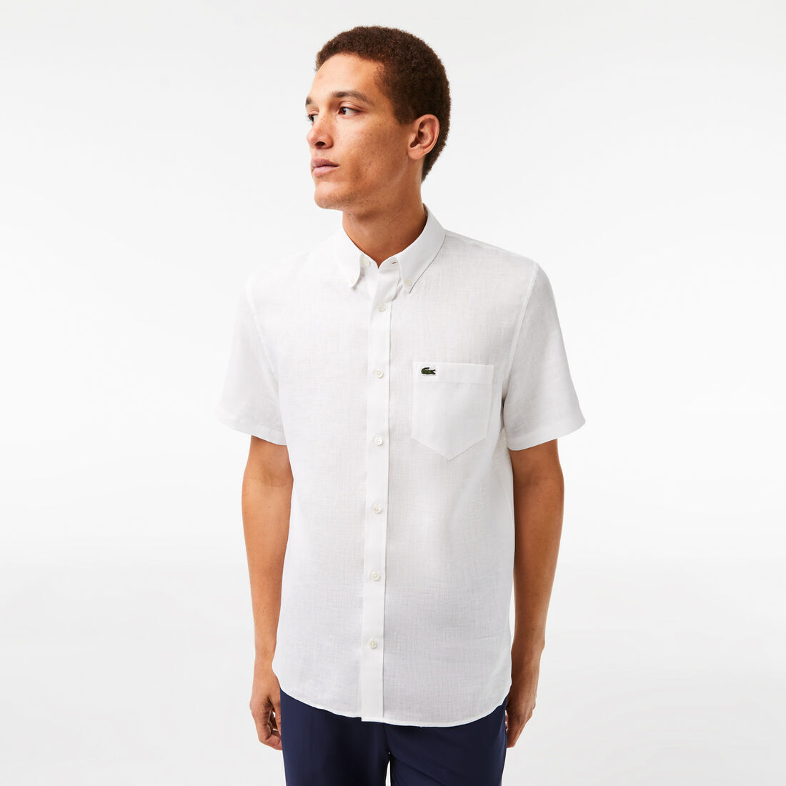 Lacoste Kurzes Sleeve Linen Hemd Herren Weiß | GPLQ-32014