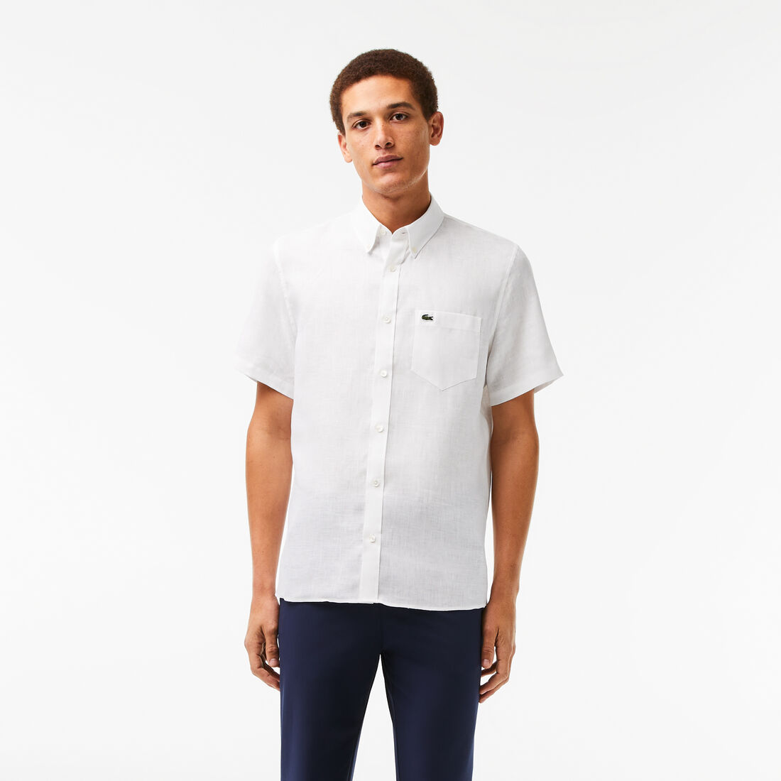 Lacoste Kurzes Sleeve Linen Hemd Herren Weiß | GPLQ-32014