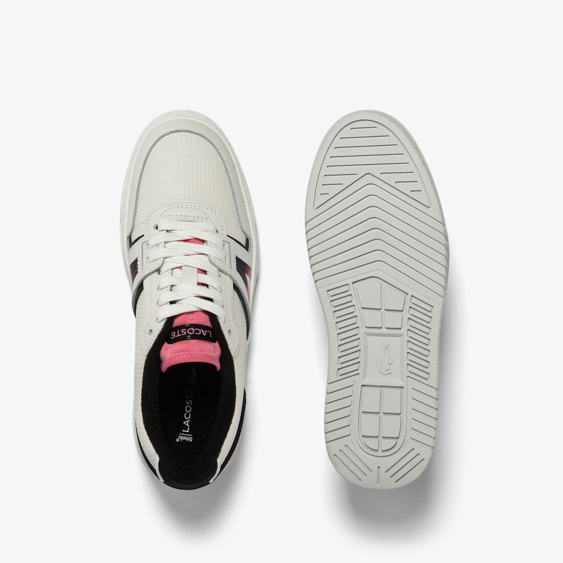 Lacoste L001 Leder Heel Pop Sneakers Damen Weiß Rosa | FOSR-21890