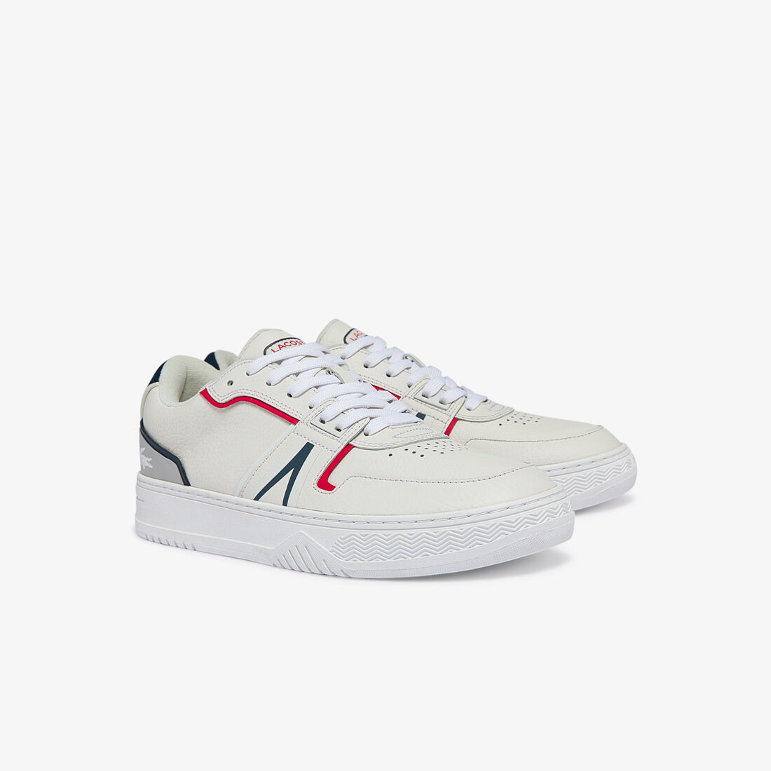 Lacoste L001 Leder Sneakers Herren Weiß Navy Rot | SHFX-18420