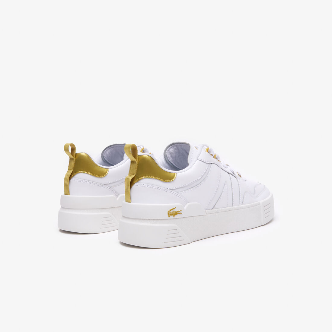 Lacoste L002 Leder Sneakers Damen Weiß Gold | KWSI-04527