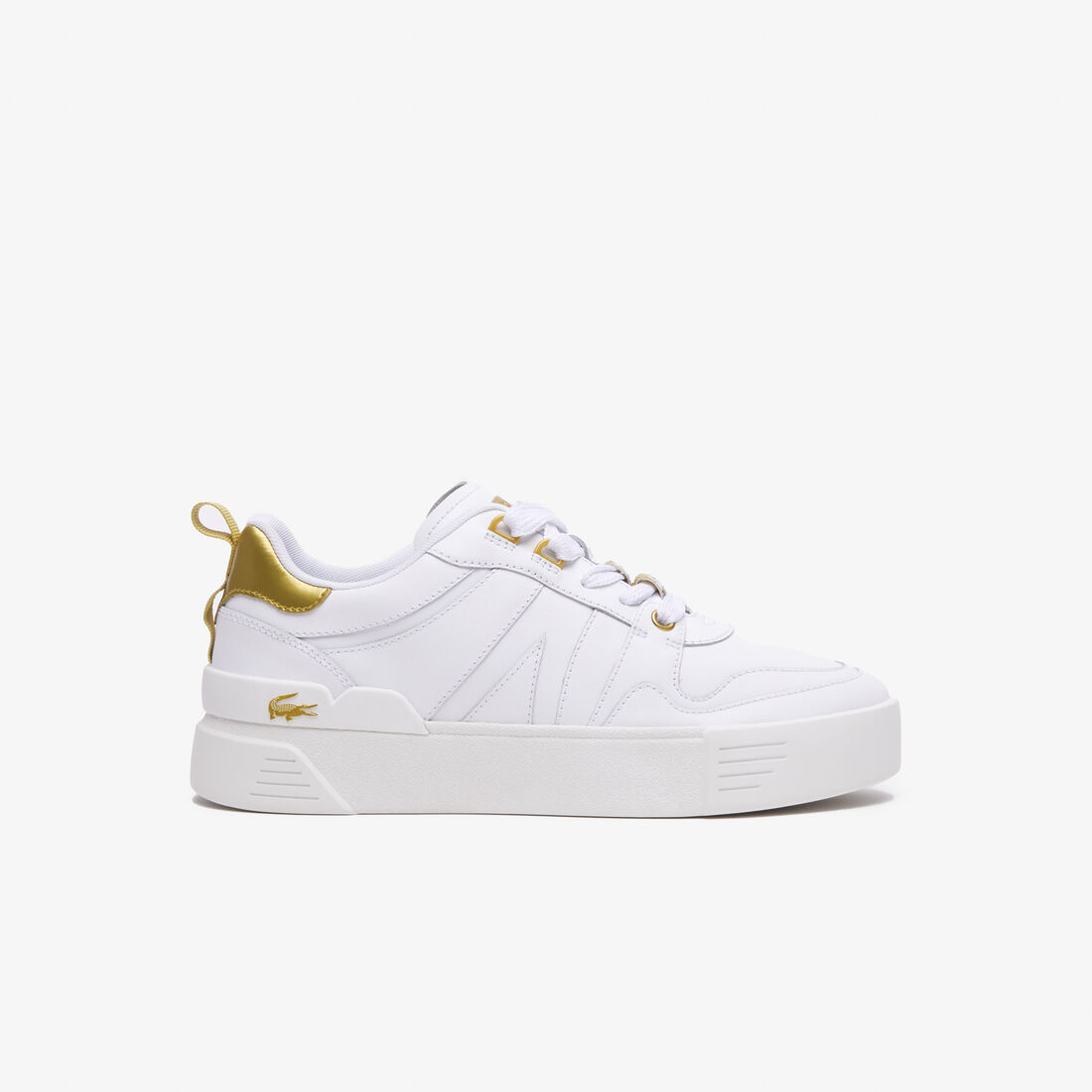 Lacoste L002 Leder Sneakers Damen Weiß Gold | KWSI-04527