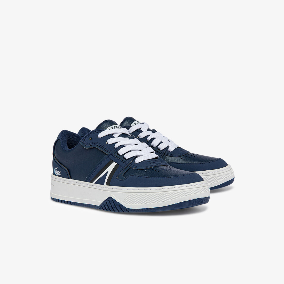 Lacoste L1 Leder Colour-pop Sneakers Damen Navy Weiß | WKBL-30852