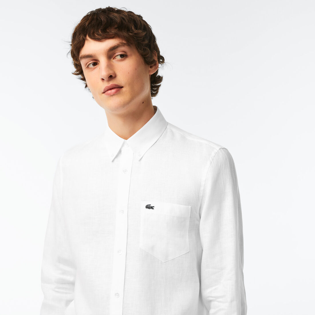 Lacoste Linen Hemd Herren Weiß | CXKR-76845