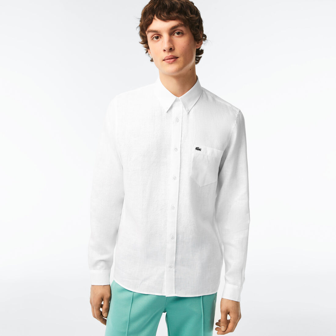 Lacoste Linen Hemd Herren Weiß | CXKR-76845