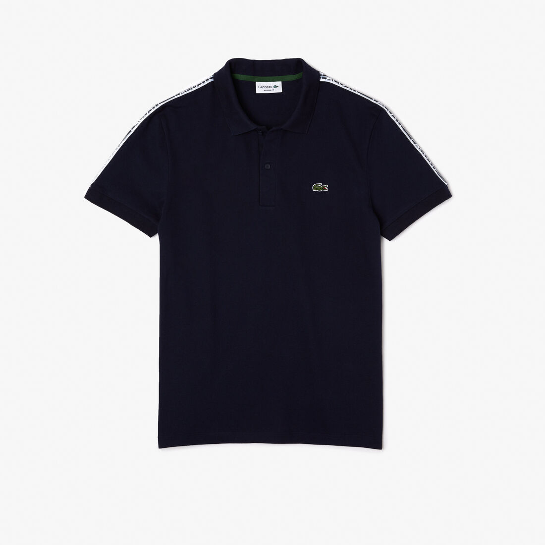 Lacoste Logo Stripe Piqué Polo Shirts Herren Navy Blau | OGQD-91320