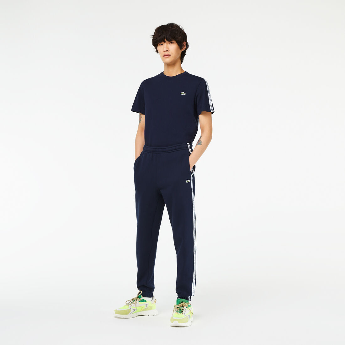 Lacoste Logo Stripe Track Hose Herren Navy Blau | ZPYU-86451