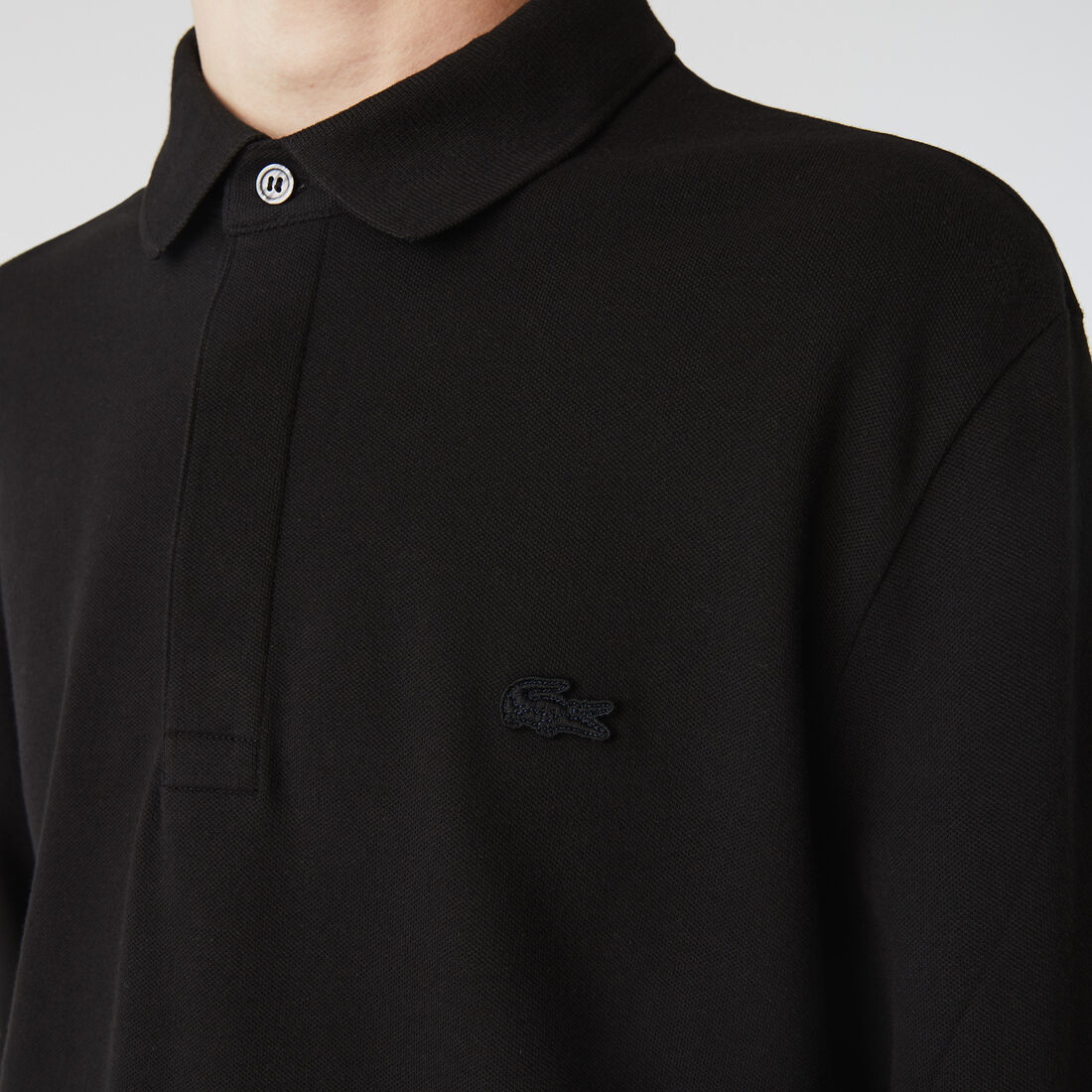 Lacoste Long-sleeve Paris Klassische Fit Stretch Polo Shirts Herren Schwarz | NRJL-13578