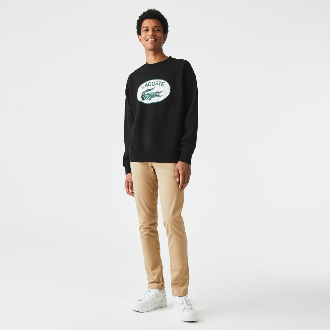 Lacoste Loose Fit Branded Monogram Print Sweatshirts Herren Schwarz | JOKD-82730